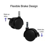 Letrushare 4pcs 1.5 Inch Swivel Caster Wheels Circlip Stem M8x20mm Lockable Brake 360 Degree Rotatable Rollers Small Black Nylon Castor Replacement for Furniture Table Desk Chair Stool Shelf Cabinet -