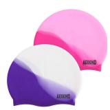 Aegend 2 Pack Kids Swim Cap for Girls Boys Age 3-8, Waterproof Swim Cap Durable Silicone Kids Swimming Cap for Long Hair, Purple & Pink - Retail: $10
