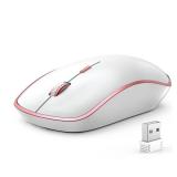 JOYACCESS Wireless Mouse for Laptop - Ultra Thin, Silent, 2400 DPI Portable Optical Mouse for Laptop,Computer,MacBook,Windows, Chromebook, PC (White + Pink) - Retail: $13