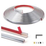 Art3d 20ft Outside Vinyl Corner Trim Peel and Stick for Tile and Wall Edges, Furniture Decoration Stainless Steel - Retail: $17