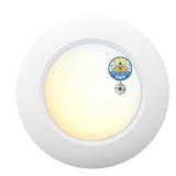 JULLISON 6 Inch LED Low Profile Disk Light with Dust to Dawn Sensor, 120VAC, 15W, 5CCT Color Changing, 1000LM, Non-Dimmable, ETL, Shower Rated Screw in Photocell Ceiling Light, White/1 Pack - Retail: 