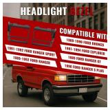 HECASA Headlight Bezel Pair Compatible with 1989-1994 Ford Explorer Ranger Bronco II Headlamp Door Set Housing Cover Trim Matte Black Right & Left Replacement for FO2513110 FO2512112 - Retail: $26