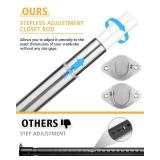 Closet Rod, 17 to 76 Inch Heavy Duty Adjustable Metal Clothing Rack for Hanging Clothes, Closet Poles for Wardrobes, Laundry, Durable Steel, Silver