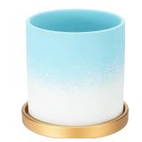 PATIKIL 5.12 Inch Ceramic Plant Pots, Modern Flower Planters Gradient with Drainage Holes for Decorate Home Indoor Plants Succulent Herb, Light Blue - Retail: $25