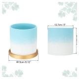 PATIKIL 5.12 Inch Ceramic Plant Pots, Modern Flower Planters Gradient with Drainage Holes for Decorate Home Indoor Plants Succulent Herb, Light Blue - Retail: $25