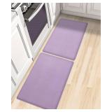 AUTODECO Set of 2 Kitchen Mat and Rugs Washable Cushioned Anti-Fatigue Kitchen Rug for Floor 17"x29" +17"x29", Lightpurple