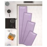 AUTODECO Set of 2 Kitchen Mat and Rugs Washable Cushioned Anti-Fatigue Kitchen Rug for Floor 17"x29" +17"x29", Lightpurple