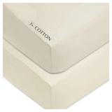 American Baby Company 2 Pack 100% Natural Cotton Fitted Crib Sheets 52" x 28" - Soft, Breathable, Hypoallergenic & Gentle Toddler Bed Sheets, Cream, Neutral for Boys & Girls - Retail: $11