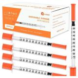Himeland 1ml/cc Disposable Syringe with 30G 5/16" (8mm) Needle | 30 Pack Individually Wrapped | U-100 Lab Supplies - Retail: $10