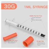 Himeland 1ml/cc Disposable Syringe with 30G 5/16" (8mm) Needle | 30 Pack Individually Wrapped | U-100 Lab Supplies - Retail: $10