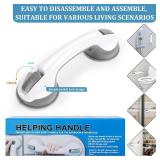 Shower Handle 1 Pack Grab Bars for Bathtubs & Showers, 12 inch Grab Bars for Bathroom with Strong Hold Suction Cup, Balance Bar Safety Hand Rail for Injury, Senior, Elderly Grey - Retail: $10
