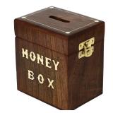 Handcrafted Wooden Money Bank Box Piggy Bank | Children & Adults Gifts Ideas | Money Saving Coin Bank Box | Brass Inlaid Corners | First Birthday Gifts Ideas - Retail: $10