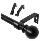 Curtain Rods for Windows 28 to 48 inch, 5/8 inch Black Curtain Rod Set with Brackets, Splicing Adjustable Metal Drapery Rod for Bedroom, Kitchen, Living Room, Matte Black - Retail: $7
