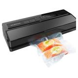 GERYON Vacuum Sealer Machine, Food Vacuum Sealer with Powerful Suction | Slim Design | Easy to Use | Led Indicator Lights for Sous Vide, Meal Prep, w/Starter Kits for Vacuum Seal Container (Black) - R