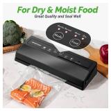 GERYON Vacuum Sealer Machine, Food Vacuum Sealer with Powerful Suction | Slim Design | Easy to Use | Led Indicator Lights for Sous Vide, Meal Prep, w/Starter Kits for Vacuum Seal Container (Black) - R