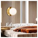 Edwarmlux 1 Light Wall Sconce, Mid Century Modern Globe Wall Sconce, Ceiling Light Fixture, Vanity Light Fixture, Indoor Wall Light for Living Room Bedroom Hallway Bathroom Entry (Brushed Gold) - Reta