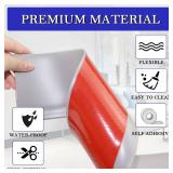 LSGCQ Flexible Baseboard Molding Trim 4 Inch x 60 Feet Self-Adhesive Vinyl Wall Base Peel and Stick Cove Base Rubber Wall Moulding Trim (Gray) - Retail: $65