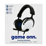 onn. PlayStation Wired Video Game Headset with 3.5mm Connector, Flip-to-Mute Mic, Lightweight Steel and 40mm Speakers - Black and White