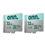 onn 32GB Class 10 U1 MicroSDHC Flash Memory Card 2-Pack