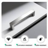 Brushed Nickel Cabinet Pull Handles 30 Pack   128mm (5") Hole Spacing, 20mm (0.79") Width   Stainless Steel Modern Drawer Handles for Kitchen & Bathroom Cabinets