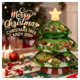 Christmas Candy Dish with Lid, Candy Platter Dish Serving Snack Box Container Decorative Plates for Xmas Holiday Party