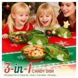 Christmas Candy Dish with Lid, Candy Platter Dish Serving Snack Box Container Decorative Plates for Xmas Holiday Party