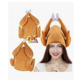 2PCS Thanksgiving Roasted Turkey Hat for Adults, Women, Men - Turkey Trot Hat, Chicken Hats, Costume for Christmas and Thanksgiving Running