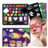 AMIIR 24-Colors Halloween Makeup Face Painting Kit High Pigment Professional Costume Theater Stage Cosplay SFX Party Carnival Art Body Facepaint w/ Accessories