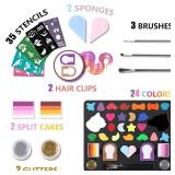 AMIIR 24-Colors Halloween Makeup Face Painting Kit High Pigment Professional Costume Theater Stage Cosplay SFX Party Carnival Art Body Facepaint w/ Accessories