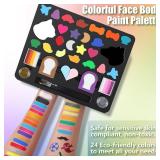 AMIIR 24-Colors Halloween Makeup Face Painting Kit High Pigment Professional Costume Theater Stage Cosplay SFX Party Carnival Art Body Facepaint w/ Accessories