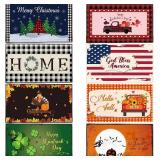 Timgle 8 Pcs Seasonal Door Mat 29 x 17 Inch Interchangeable Holiday Front Doormat Larger Seasonal Welcome Floor Entrance Door Mat for Indoor Outdoor Decoration Seasonal Doormat for All Seasons