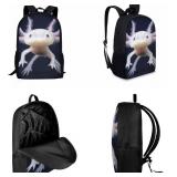 AmzPrint Axolotl Animal Print Bookbag With Lunchbox For Girls American Children Back To School Gift 3pcs Backpack Set