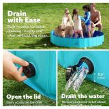 SLOOSH Foldable Dog Kiddie Pool - Portable Hard Plastic Doggie Swimming Pool, Anti-Slip Collapsible Pets Bath Tub Suitable for Kids Toddler Indoor Outdoor Backyard Use (Blue, 71" x 12")