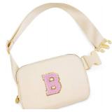 Belt Bag Fanny Pack Crossbody Bags with Initials Letter Patch Cute Stuff Birthday Gifts for Teenager Girls Trendy Stuff for Teens | Khaki,B