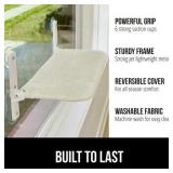 GORILLA GRIP Cat Window Perch, Foldable Indoor Hammock Bed with Washable Cover, Holds 40lbs, Beige