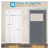 Anze Thermal Door Curtain with Visble Window Fit Door 74 x 80 Inch Magnetic Insulated Curtain Screen Size 78 x 82 Waterproof Thick Cotton Insulation Winter Cover Gray