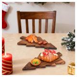 DOITOOL Christmas Charcuterie Boards, Wooden Christmas Tree Cutting Board Chopping Platter Serving Tray for Cheese Bread Vegetables Fruit Salad Sushi Holiday Kitchen Decor