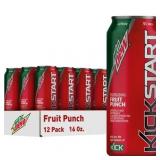 Mountain Dew Kickstart Fruit Punch Juice Drink, 12 pack, 16 fl oz cans