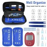 Insulin Pen Cooler Travel Case, Diabetic Supplies Medication Insulated Cool Organizer with 2 Ice Packs, Temperature Display, TSA Approved, Long-Lasting Cooling & Portable for Daily and Trips