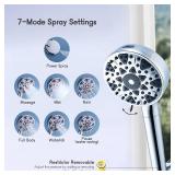 High Pressure Filtered Shower head with Handheld 7 Modes, 5 High Flow Hand Held Hydro Rain Showerhead with 60" Stainless Steel Hose and Adjustable Bracket, Premium Chrome