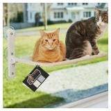 GORILLA GRIP Cat Window Perch, Foldable Indoor Hammock Bed with Washable Cover, Holds 40lbs, Beige