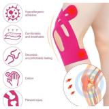 15pcs Precut Kinesiology Tapes for Knees, Waterproof Breathable Kinetic Tape Latex-Free Elastic Athletic Strips Knee Support Patch Stickers for Stability & Muscle Support(Rose Pink)