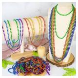 24 PCS Rainbow Beads Necklaces, 33" Round Pride Beaded Bulk, LGBT Colorful Plastic Bead Necklaces, 6 Colors Pride Month Parade Throw Accessories Stuff for Gay Lesbian Party Supplies Decorations