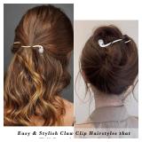 Ahoney 4 Pcs Pearl Barrettes for Women - 4.2 French Hair Clips with Fancy Pearls for Thick Hair (Silver+Gold)