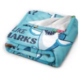 Shark Blanket for Girl Woman Blue Shark Throw Blanket Funny Sharks Stuff Decor Merch Cozy Flannel Soft Warm Plush Lightweight Bedding Shark Gifts for Boys Man Sofa Bedding Couch 50"X40"