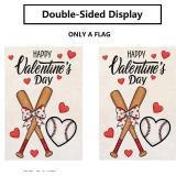 Happy Valentines Garden Flag XO Valentine Flags for Lovers Outside Love Hearts Outdoor Anniversary Party Home Burlap 12x18 Inch Double Sided Lawn Yard Decorations