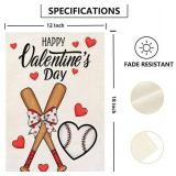 Happy Valentines Garden Flag XO Valentine Flags for Lovers Outside Love Hearts Outdoor Anniversary Party Home Burlap 12x18 Inch Double Sided Lawn Yard Decorations