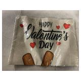 Happy Valentines Garden Flag XO Valentine Flags for Lovers Outside Love Hearts Outdoor Anniversary Party Home Burlap 12x18 Inch Double Sided Lawn Yard Decorations