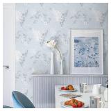 14 Rolls of Heroad Blue Peel and Stick Wallpaper French Floral Contact Paper for Cabinet Drawers Vintage Self Adhesive Removable Wall Paper for Bedroom Bathroom Stick on Walls Decor Vinyl Roll 17.3