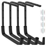 Locawaya 4pcs Ceiling Mounted Garage Hooks, Overhead Garage Storage Rack, Utility Ladder Hangers for Lumber Bike Tools (9.45 x 12.6 Inch)